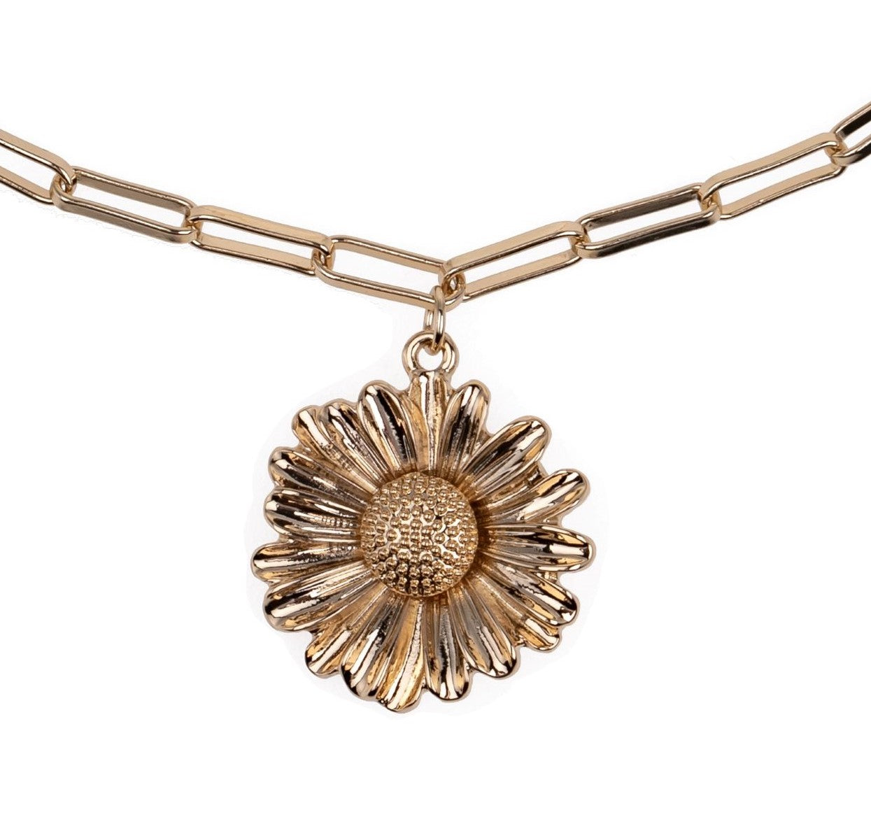 Gold Metal Flower Pendant Necklace