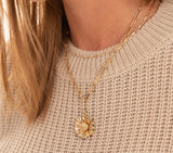 Gold Metal Flower Pendant Necklace