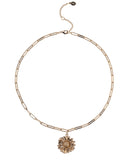 Silver Metal Flower Pendant Necklace
