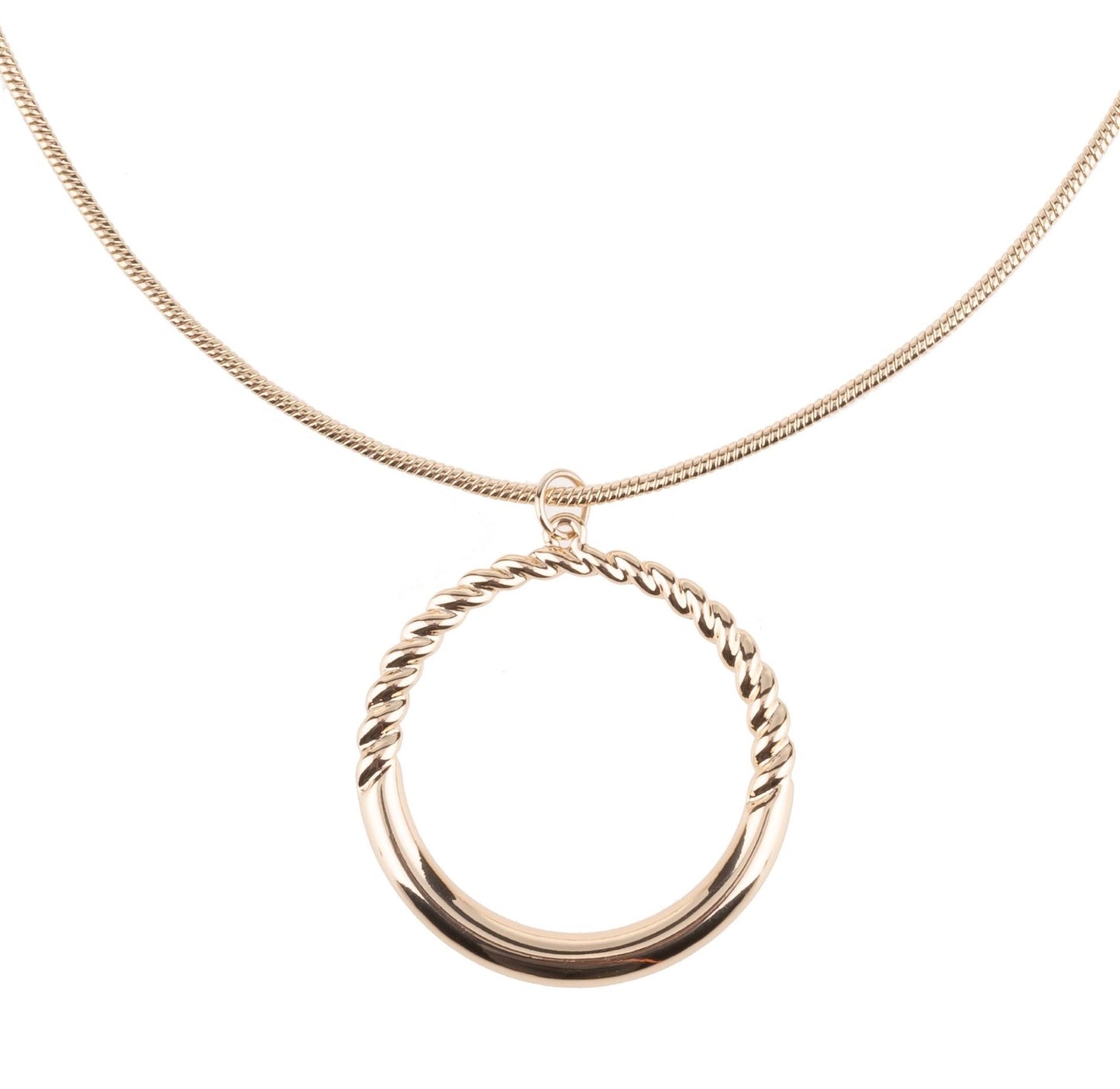 Twisted Metal Circle Pendant Necklace