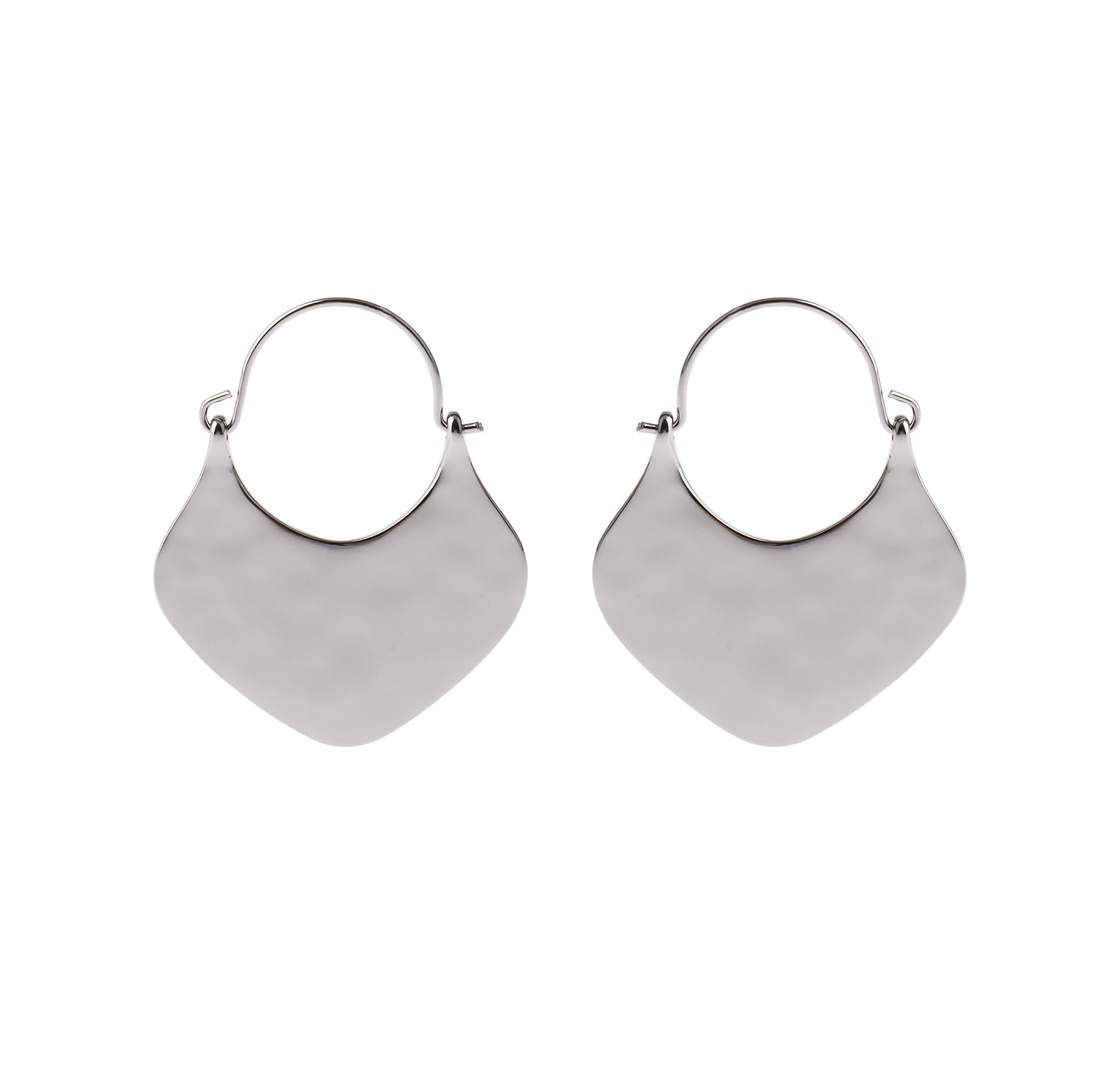 Silver Hammered Metal Hoop Earrings