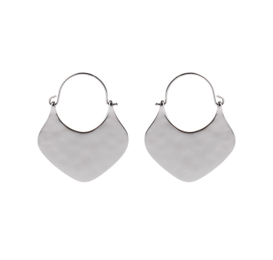 Silver Hammered Metal Hoop Earrings
