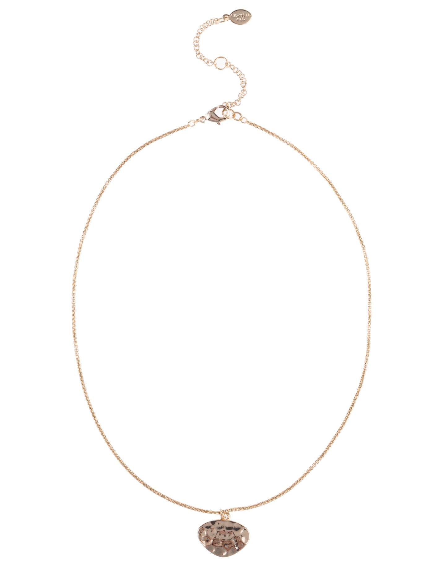 Gold Hammered Metal Delicate Pendant Short Necklace
