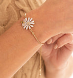 Enamel Daisy and Bee Adjustable Slider Bracelet