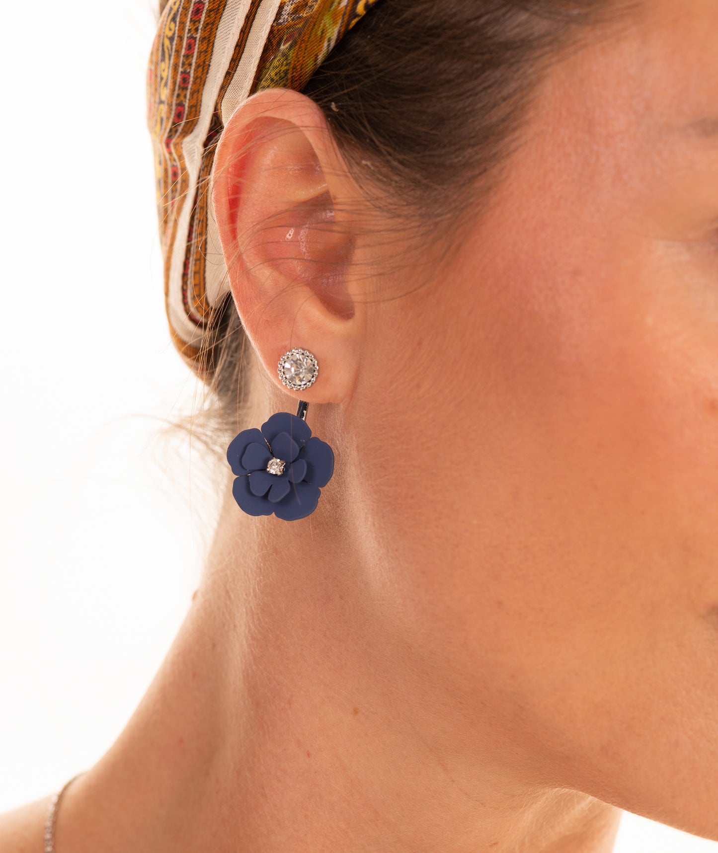 Blue Soft Touch Flower Convertible Earring
