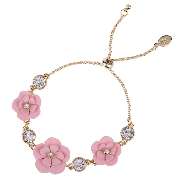 Pink Soft Touch Flower Adjustable Slider Bracelet