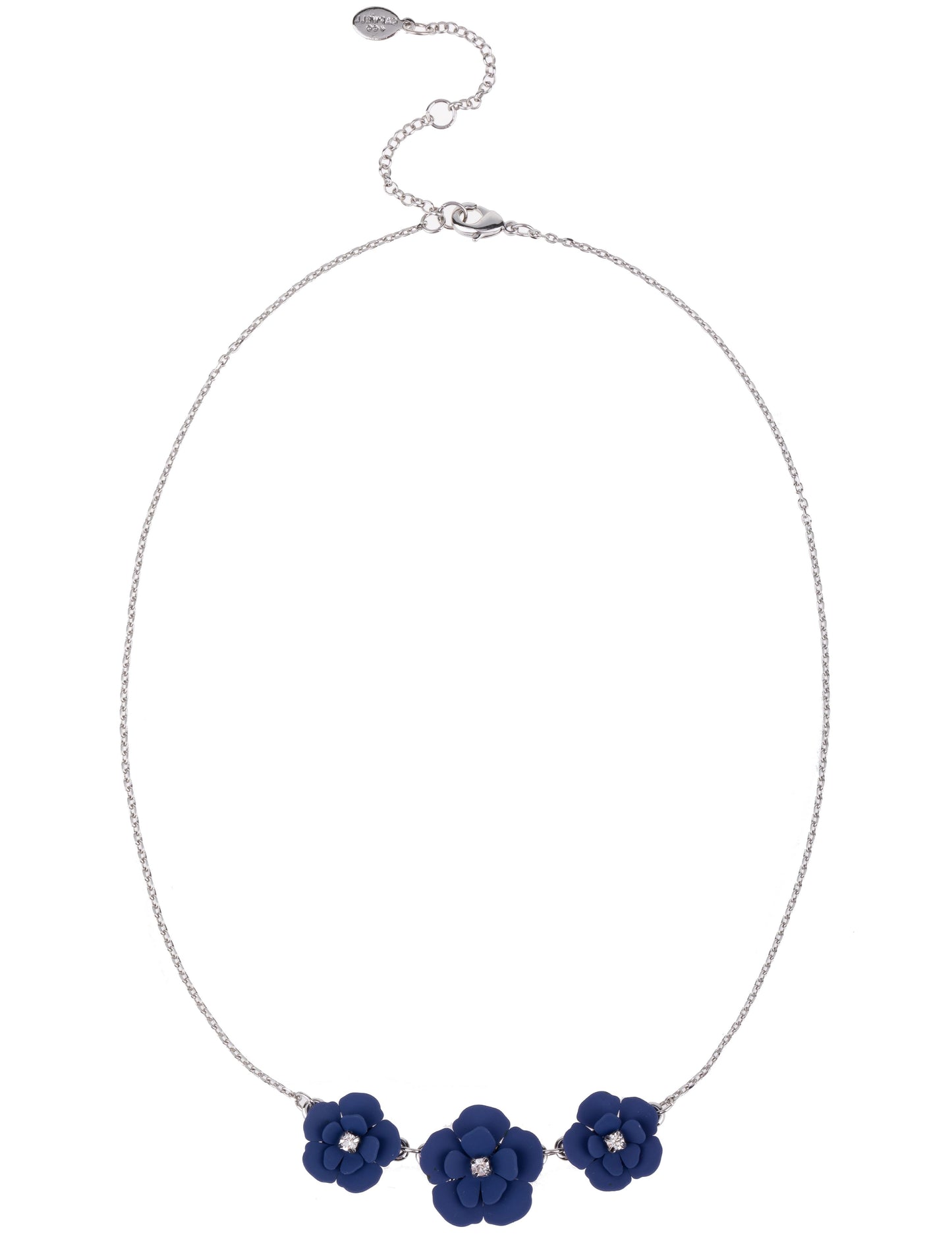 Blue Soft Touch Flower Short Necklace