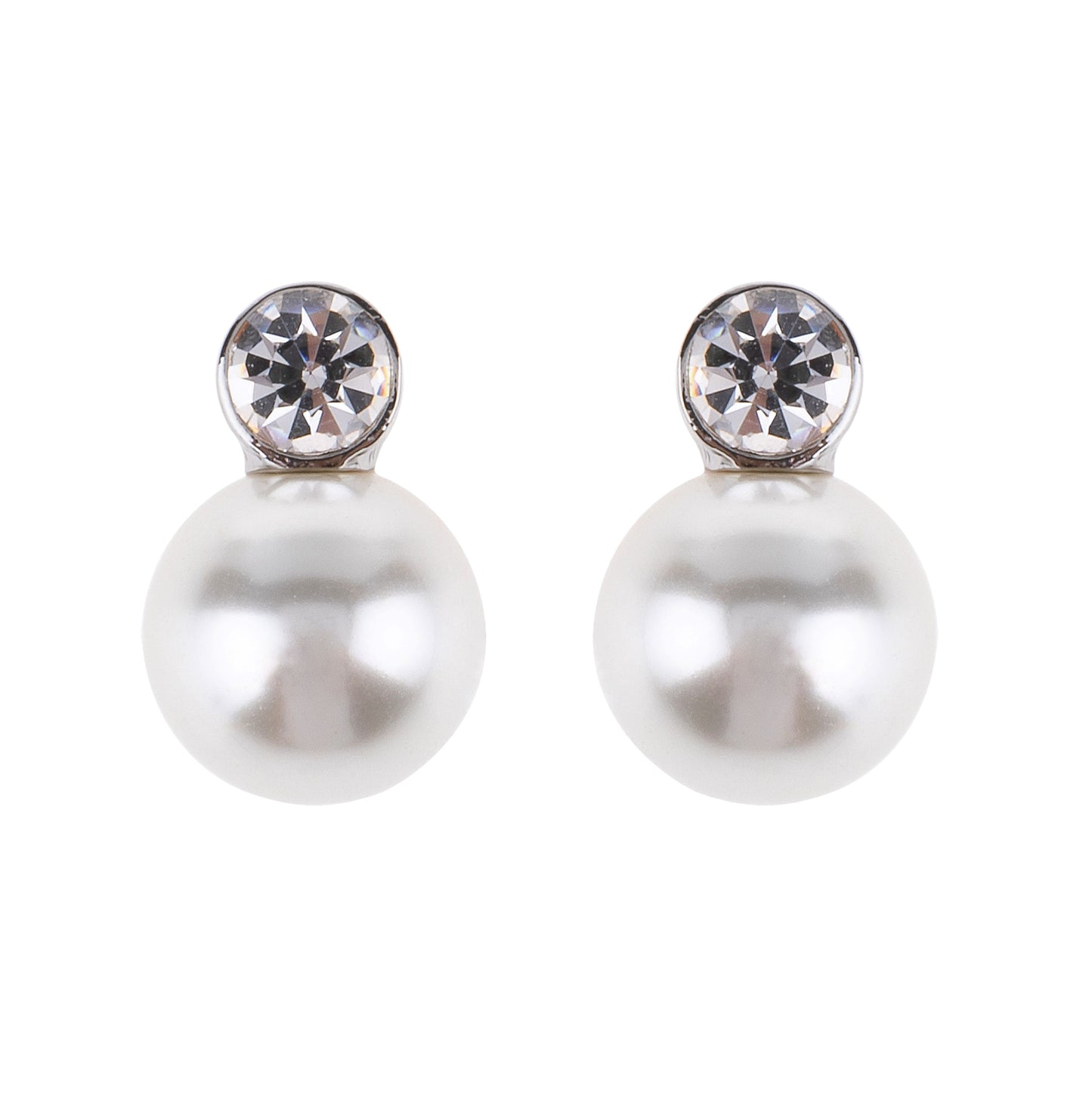 Gold Crystal and Pearl Stud Earring