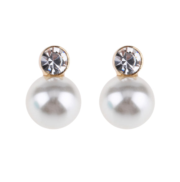 Gold Crystal and Pearl Stud Earring