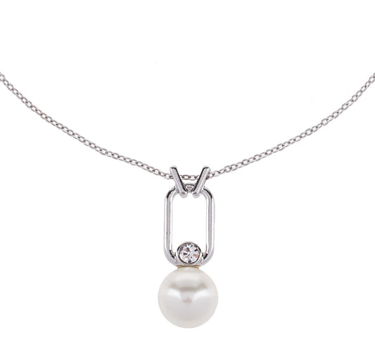 Silver Metal and Pearl Necklace