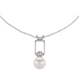Silver Metal and Pearl Necklace