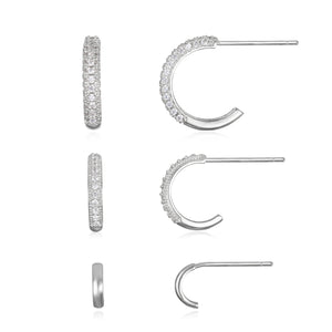 Silver Sparkle Trio Mini Hoop Set